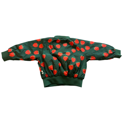 Mini Rodini Jacket Green with red strawberries pattern