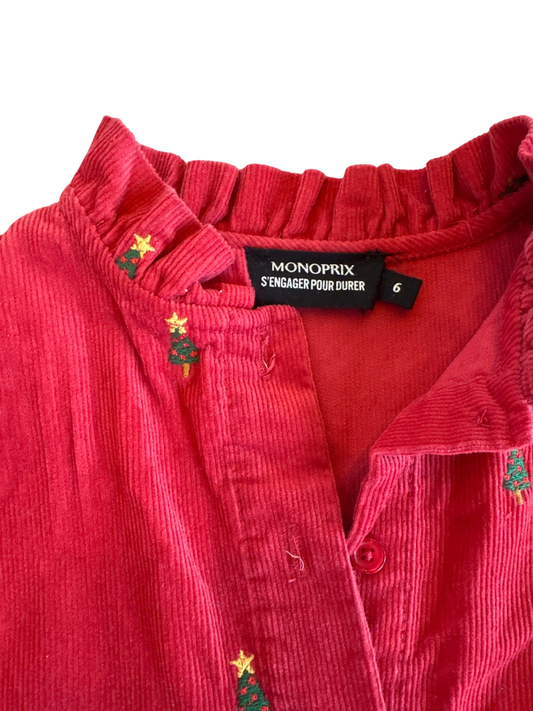 Monoprix Embroidered Winter Dress Red