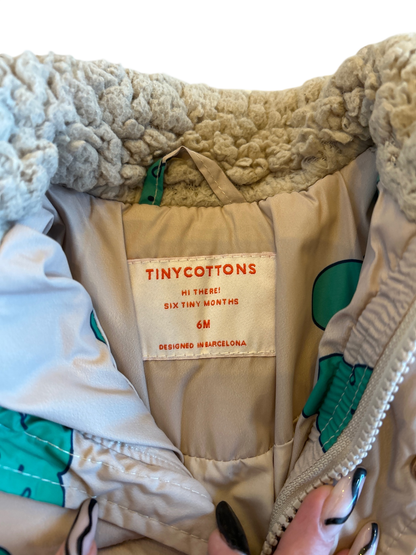 Tiny Cottons Jacket Beige with green cloud pattern