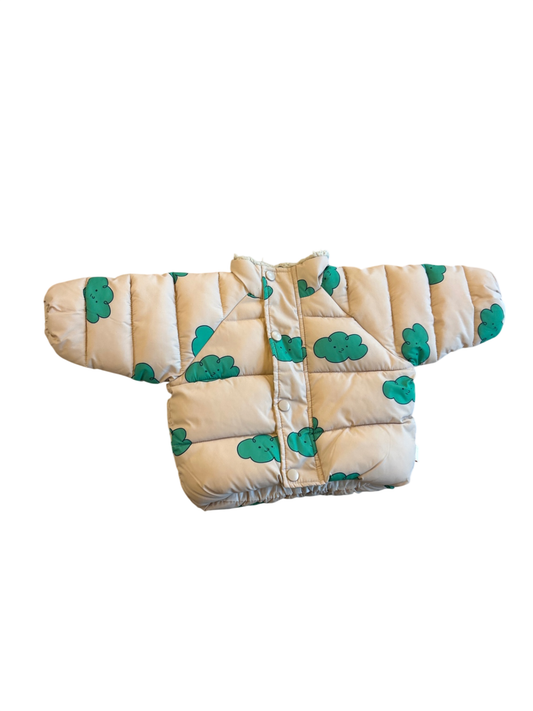Tiny Cottons Jacket Beige with green cloud pattern