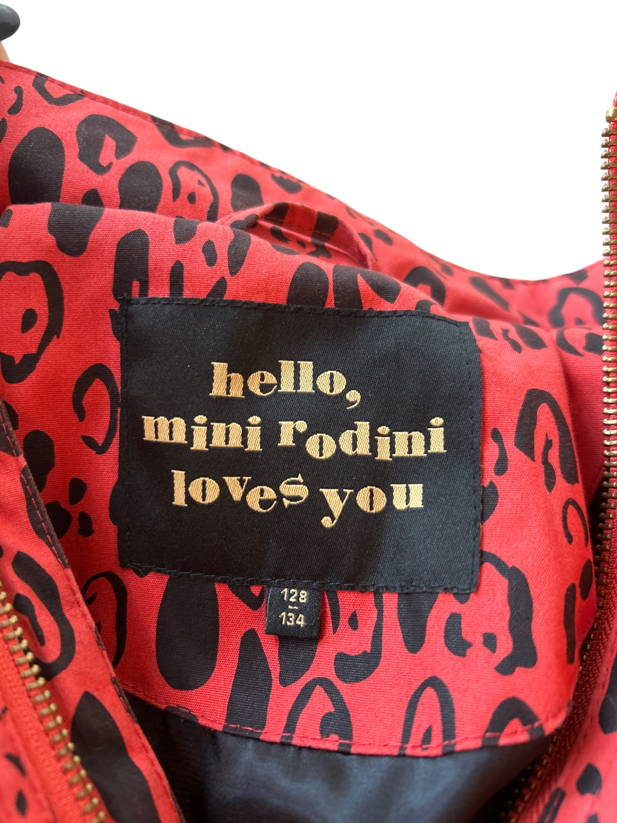 Mini Rodini Jacket Red with black leopard print