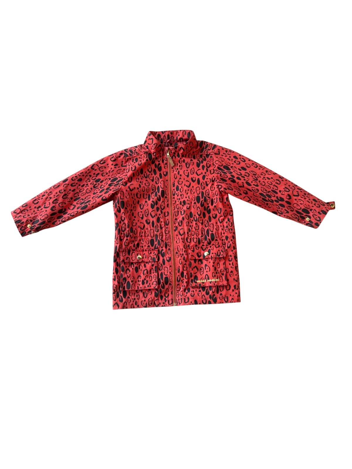 Mini Rodini Jacket Red with black leopard print