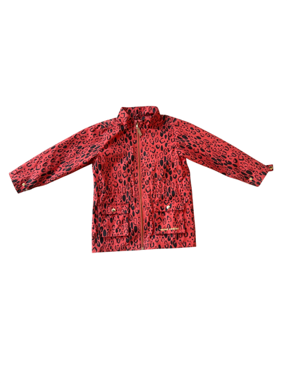 Mini Rodini Jacket Red with black leopard print