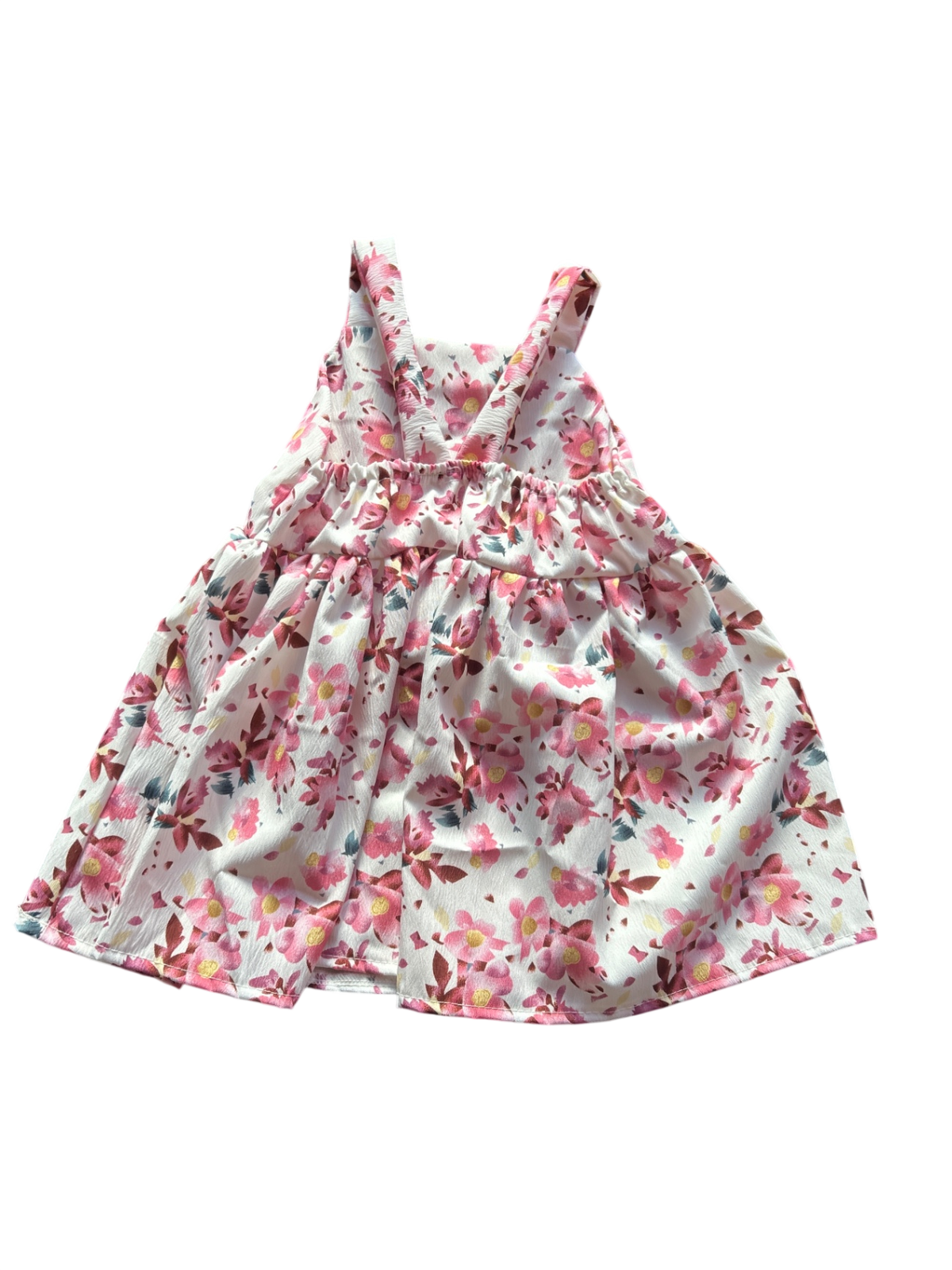 Unknown Dress White with pink, red, yellow, and teal floral print