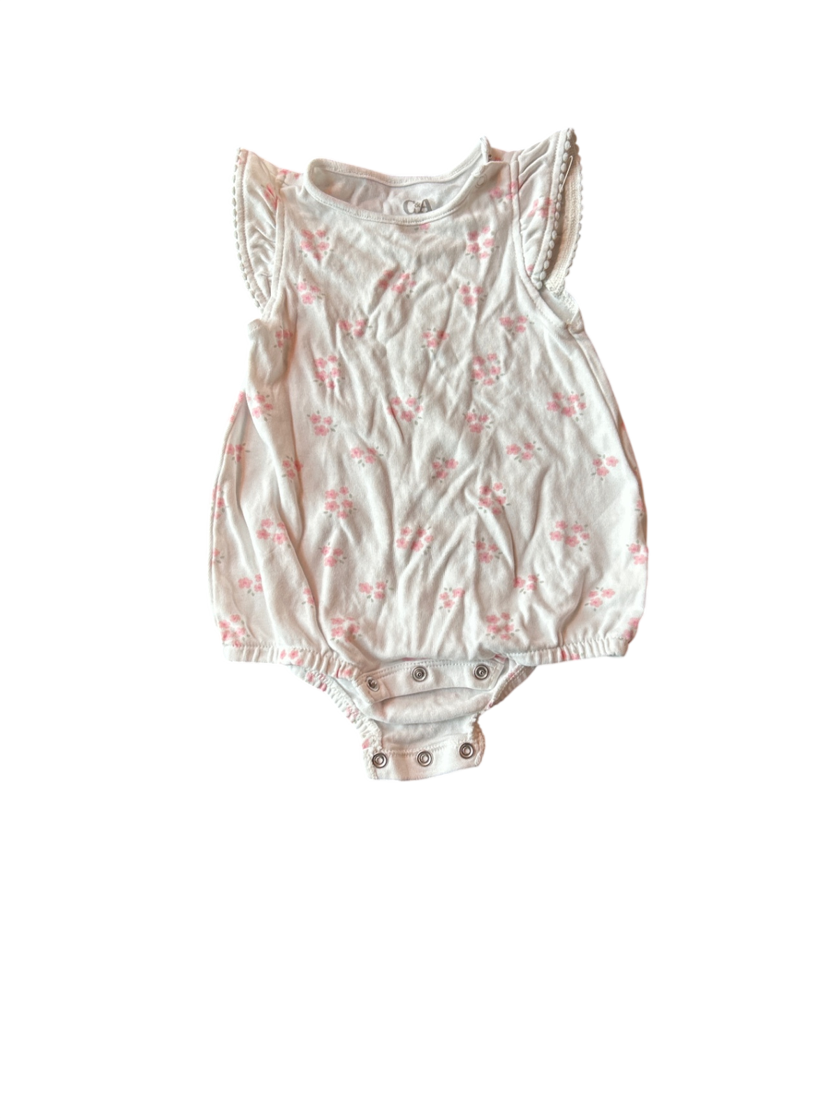 C&A Bodysuit White with pink floral print