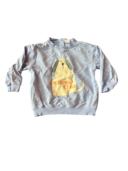 HEMA Sweatshirt Light blue-gray with yellow, green, and orange print