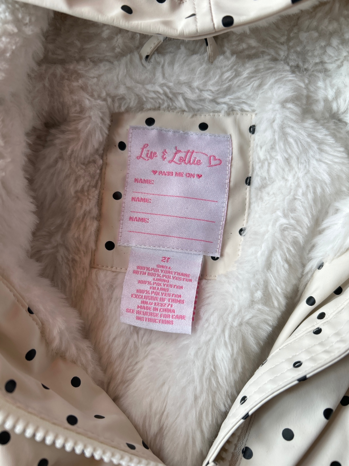 lile & lilie Jacket Cream with black polka dots