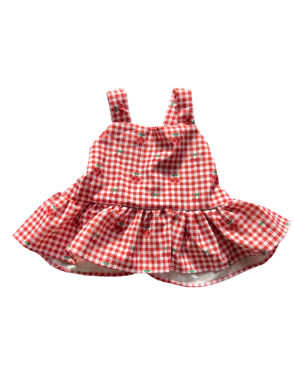 Unknown Dress Red and white with green and red cherry print