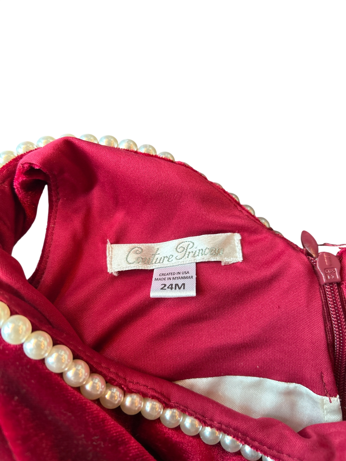 Couture Frinceii Dress Burgundy and ivory