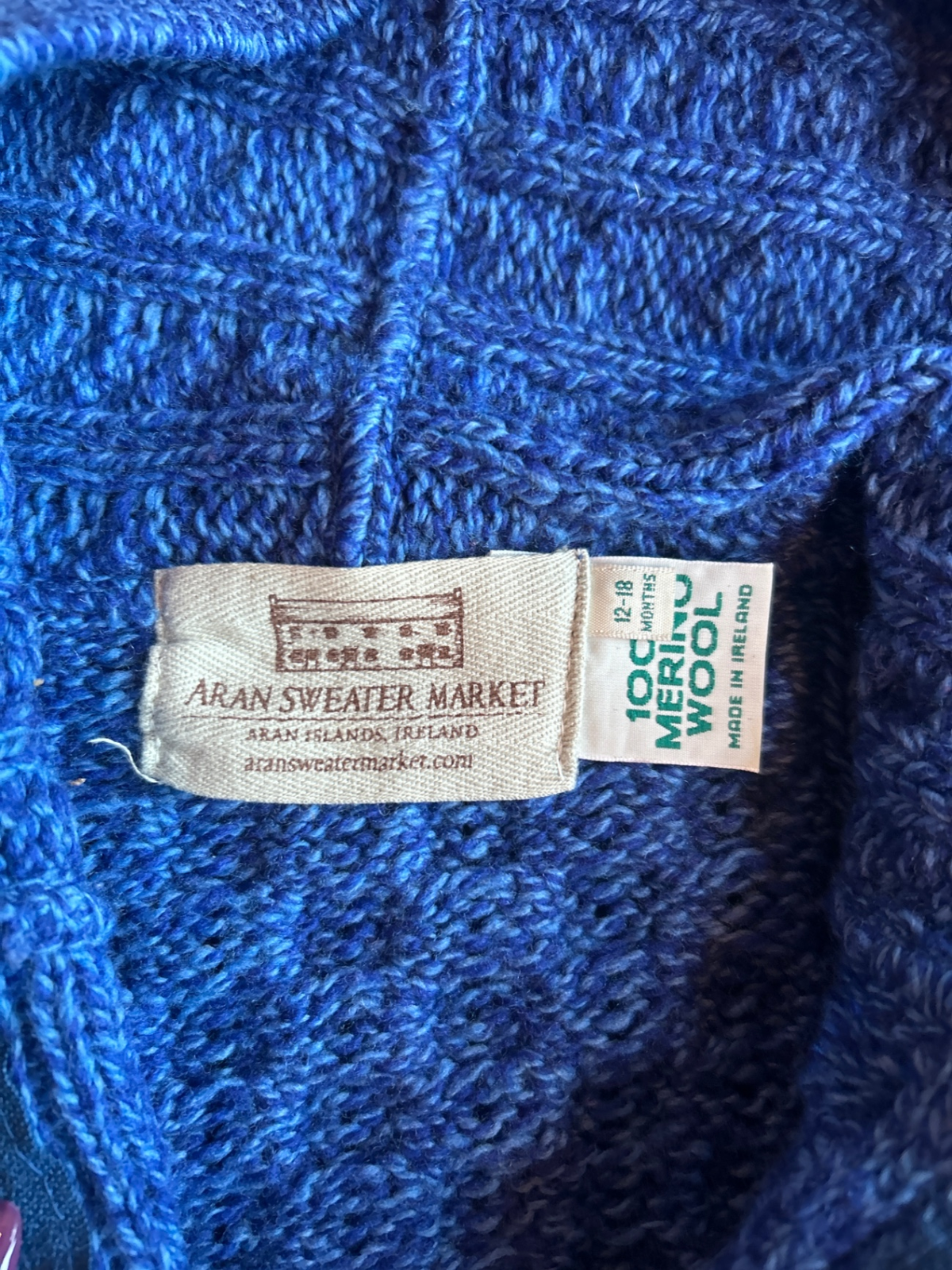 Aran sweater market Cardigan Blue