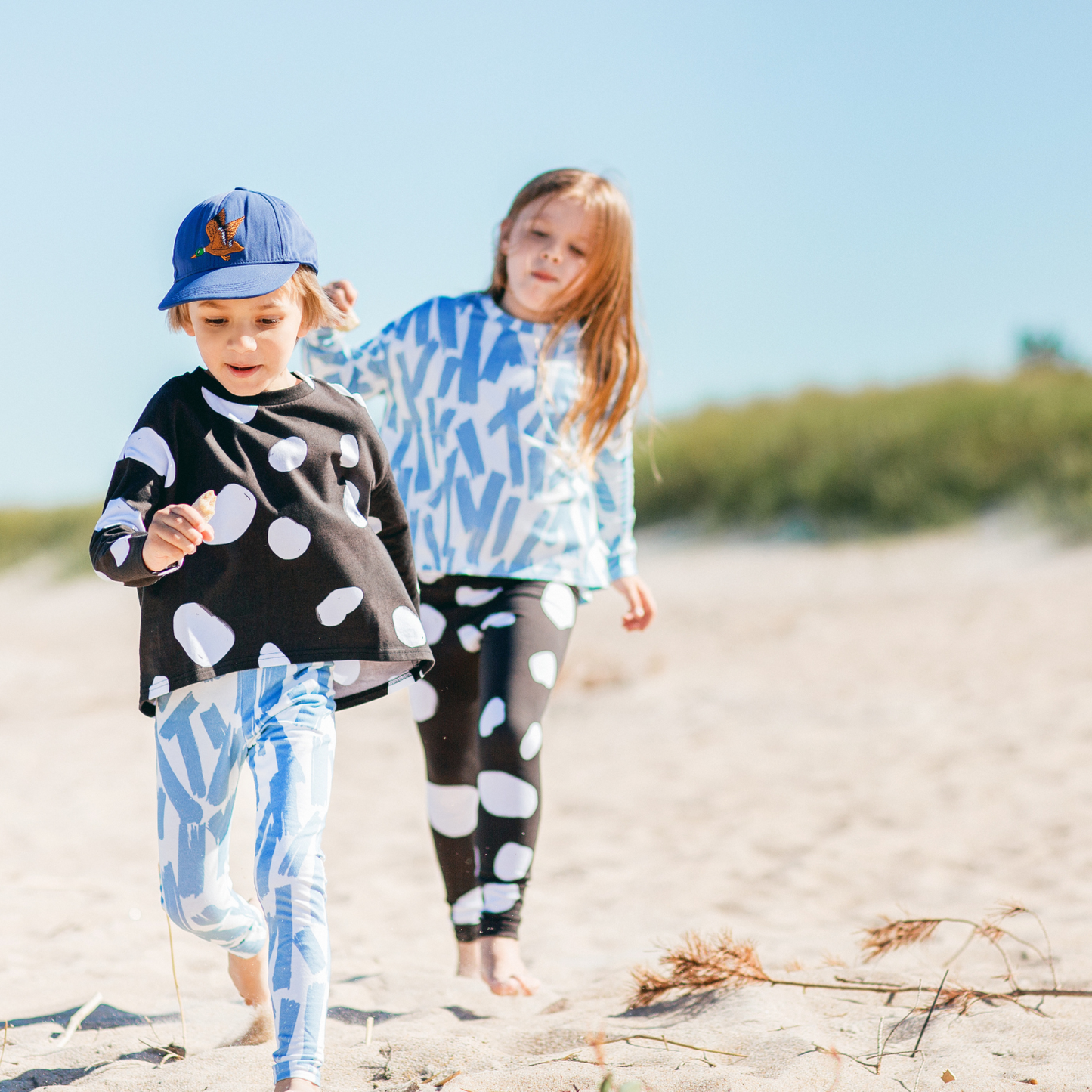 Cow Long Cotton Leggings Black and White