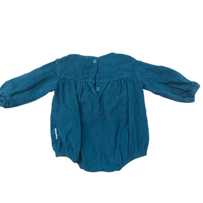Maed for Mini Blue Corduroy Romper Blue