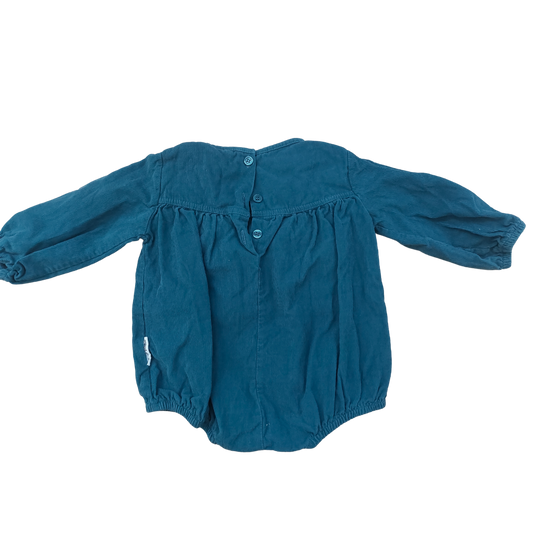 Maed for Mini Blue Corduroy Romper Blue