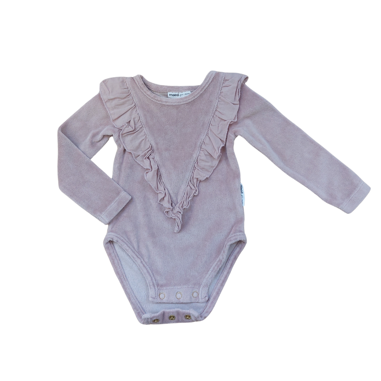 Maed for Mini Velvet Long Sleeved Romper Beige