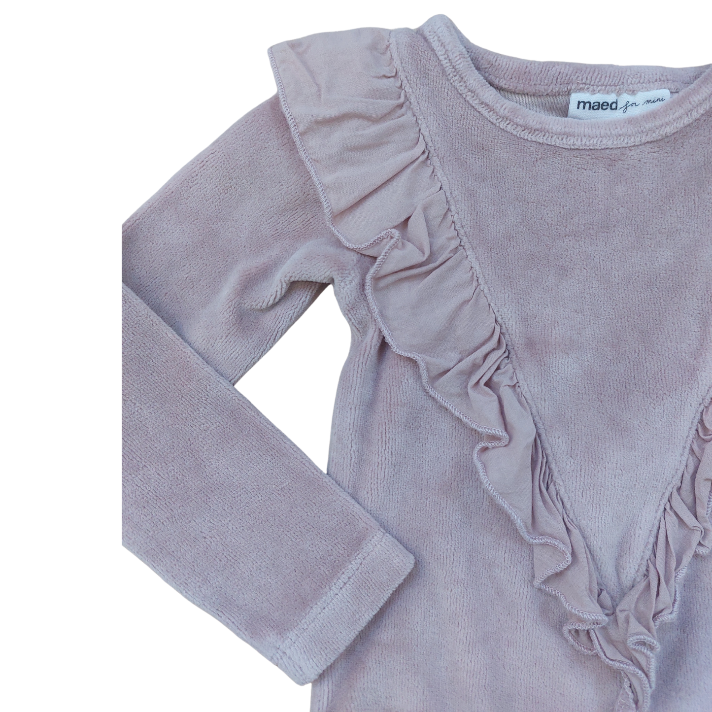 Maed for Mini Velvet Long Sleeved Romper Beige