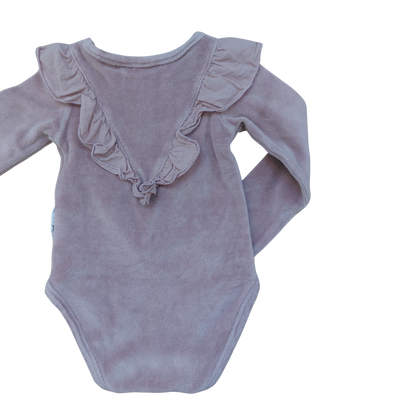 Maed for Mini Velvet Long Sleeved Romper Beige