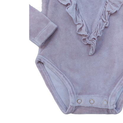 Maed for Mini Velvet Long Sleeved Romper Beige