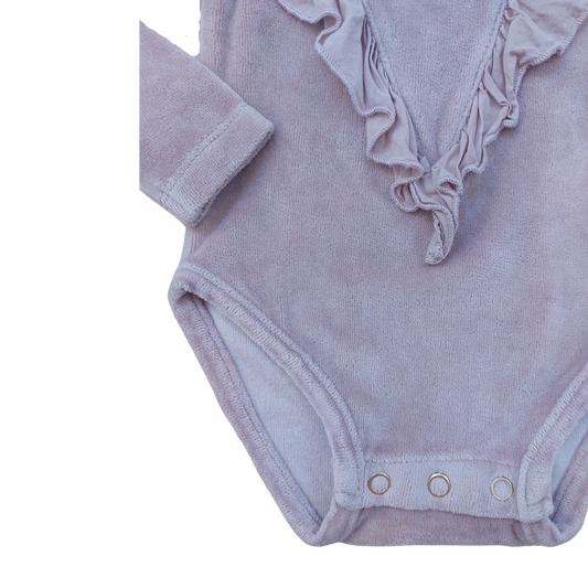 Maed for Mini Velvet Long Sleeved Romper Beige