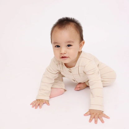 Taupe stripes romper