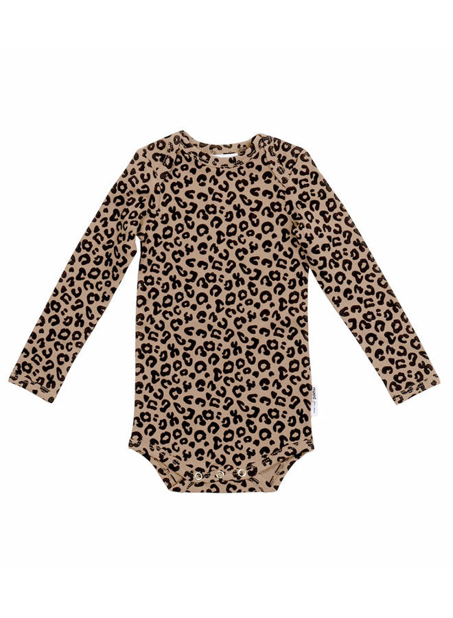 Maed for mini Brown Leopard AOP romper