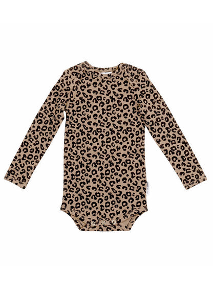Maed for mini Brown Leopard AOP romper