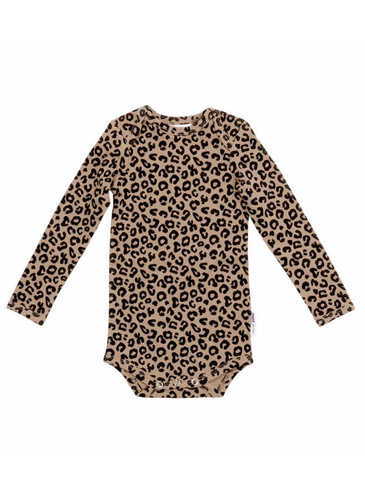 Maed for mini Brown Leopard AOP romper