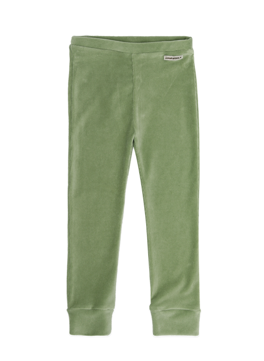 AMMEHOELA Olive Green Velours Leggings Olive