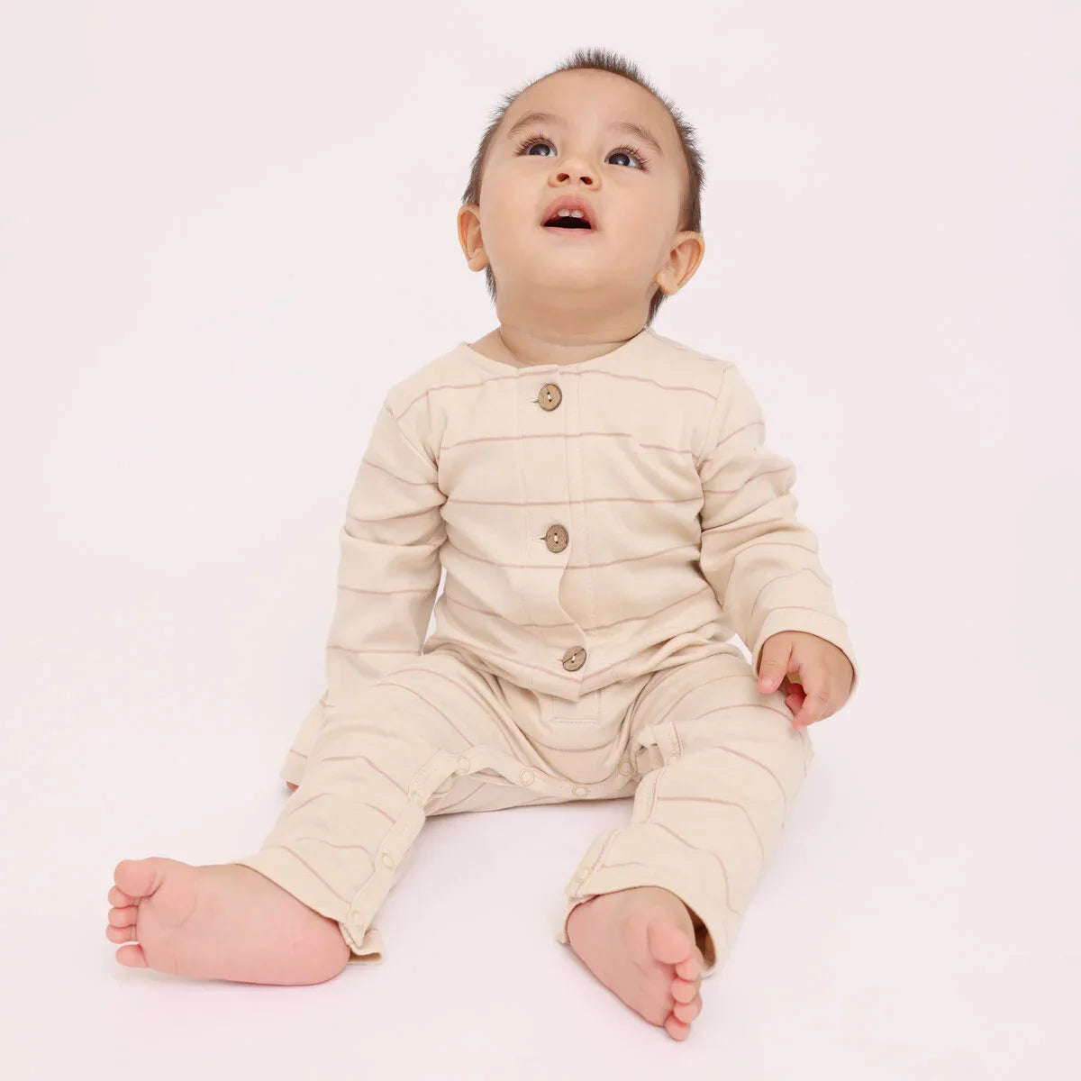 Taupe stripes romper