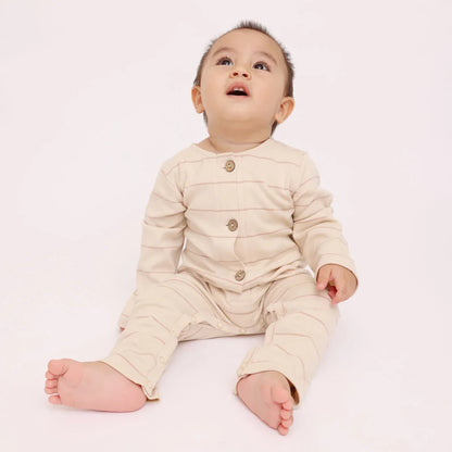 Taupe stripes romper