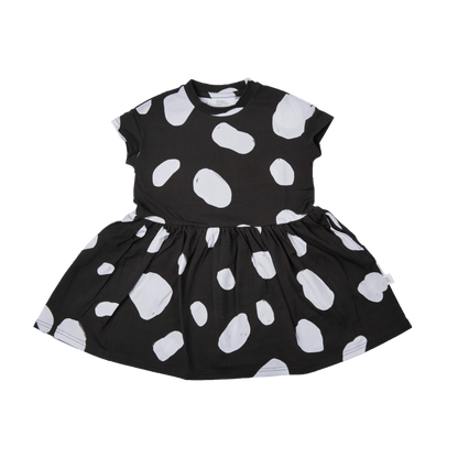 Cow Short Sleeve Dress Black and White