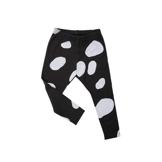 Cow Long Cotton Leggings Black and White