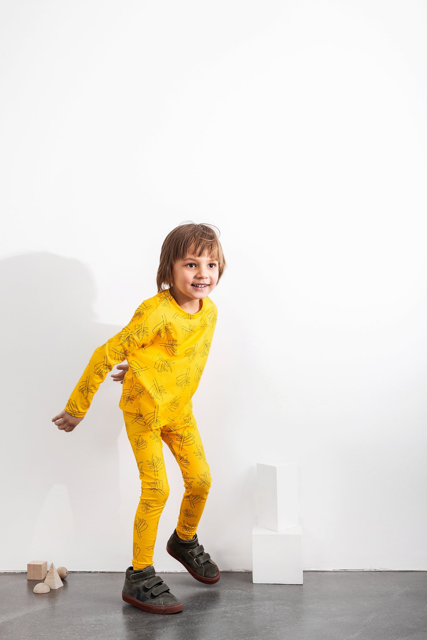 Zebra I can See Long Cotton Leggings-Yellow